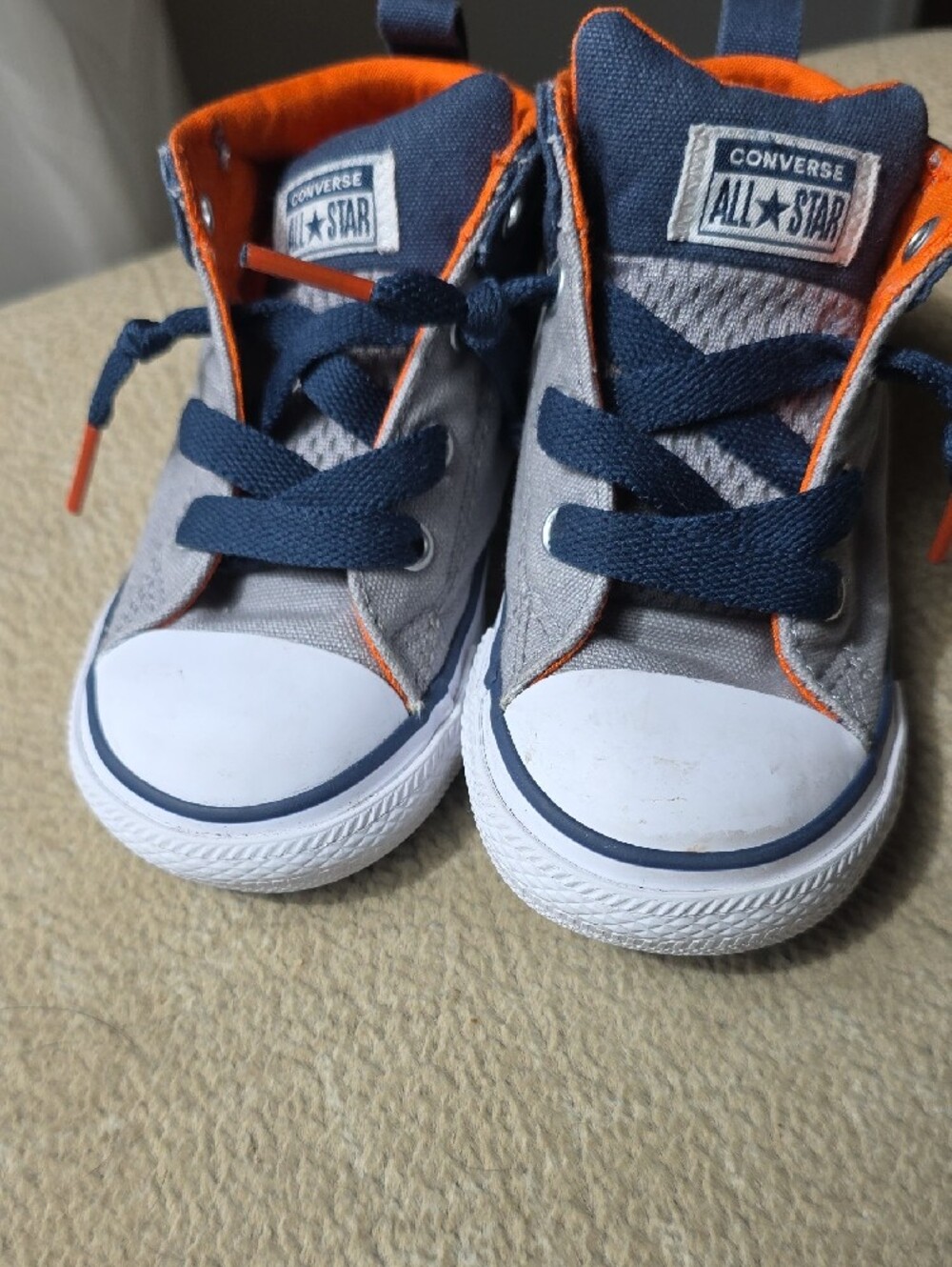 Converse Kids Gray and Navy High-Top Sneakers with Orange Lining Item#1065 - Picture 5 of 9